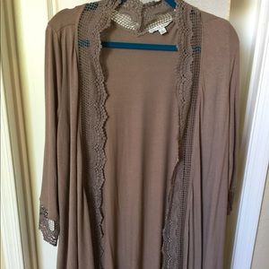 Shin length taupe cardigan